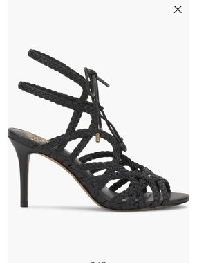 Vince Camuto Black Braided Lace-Up Stiletto Sandal